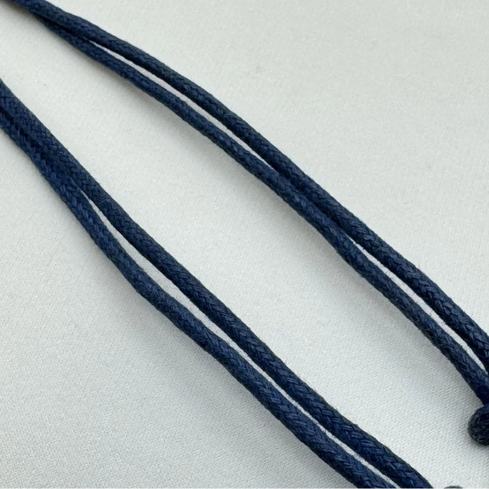 Chico’s Silver Tone Hammered Finish Blue Swirl Enamel Statement Necklace Discs